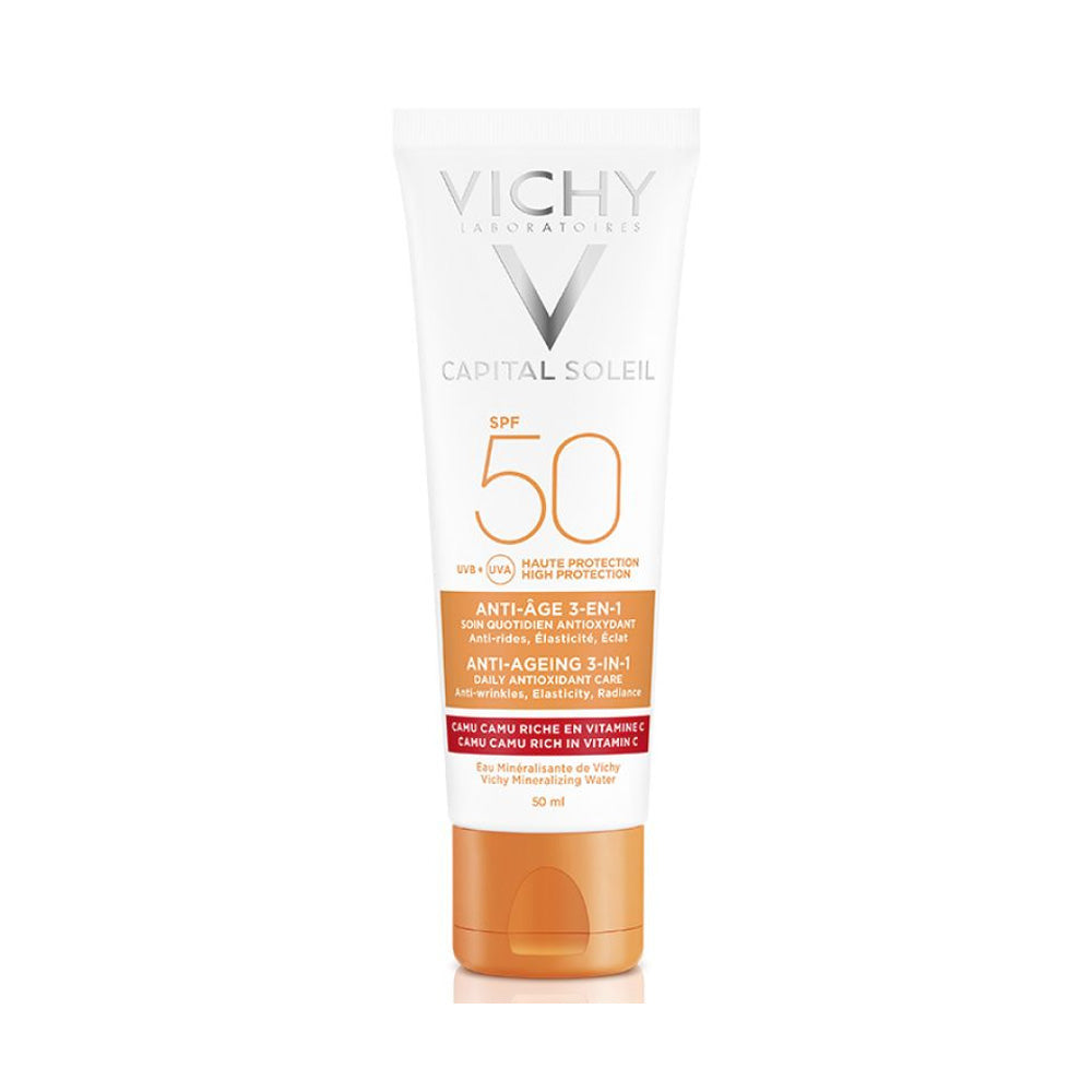 VICHY Capital Soleil Kрема за заштита од сонце со ANTI-AGE 3-во-1 ефект, 50 ml